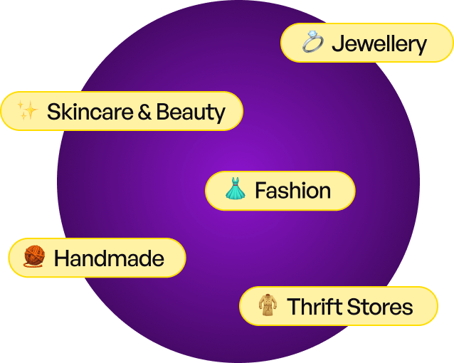 D2C seller categories on Unicapp: Jewellery, Skincare & Beauty, Fashion, Handmade, Thrift Stores